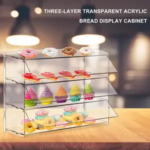 ケーキドーナツ紙コップスタンドエッセンシャルケーキツール用のホット販売ラウンドアクリルケーキディスプレイキャビネットストックベーキングディスプレイボックス