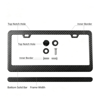 Cadre de plaque d'immatriculation en plastique ABS standard américain BOLONG, 12x6 pouces, support de plaque d'immatriculation de voiture, logo personnalisé, cadre de plaque d'immatriculation vierge
