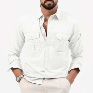 Camisa Casual de Manga Larga <span class=keywords><strong>para</strong></span> <span class=keywords><strong>Hombre</strong></span>, con Cuentas y Múltiples Bolsillos, Estilo Europeo y Estadounidense, <span class=keywords><strong>Ropa</strong></span> al por Mayor Transfronteriza - Product Image 6