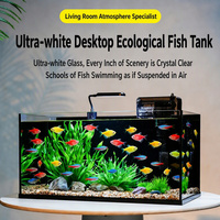 Ensemble d'aquarium écologique ultra-blanc pour bureau, vente en gros, directement de l'usine, aquarium intégré avec filtre et LED pour commande en gros