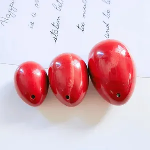 Jade drilled yoni ovos naturais vermelho jasper ovos conjunto para venda