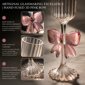 Copa de champán vintage <span class=keywords><strong>francesa</strong></span> rosa con lazo, copa de vino espumoso artesanal con lazo de cinta para fiestas y galas - Product Image 2