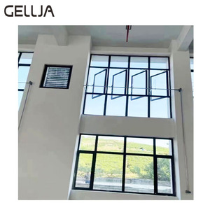 แขนโยกหมุนด้วยมือม้วนเดียวแบบทันสมัยกรอบอลูมิเนียมกระจกกลวงต่ำหน้าต่างกันเสียงเปิดแบน - Product Image 2