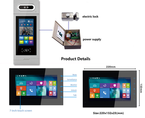 หน้าจอสัมผัส 7 นิ้ว ระบบวิดีโออินเตอร์คอม IP VDP มัลติฟังก์ชั่น ระบบวิดีโออินเตอร์คอม TCP วิดีโออินเตอร์คอมประตูแบบ IP พร้อมระบบ PoE และจอภาพ - Product Image 2