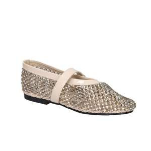 Laura Biagiotti Women's Ballerinas Beige 40 <b>Flat</b> With Rhinestones - Product Image 2