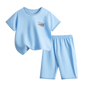 Piyama Set Anak Perempuan Lengan Pendek Motif Kucing Lucu Warna Pink Bahan Katun untuk Musim Panas, Cetak Kustom, Murah - Product Image 3