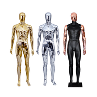 Mannequin masculin en chrome doré, nouveau modèle, corps entier, avec base en plastique pour l'affichage en boutique