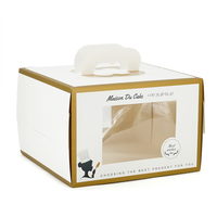 Boîte à gâteau portable élégante avec bordure dorée, boîte en carton pliable, sans danger pour les aliments, avec fenêtre transparente pour boulangerie