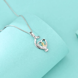 GP101 regali per la mamma 925 in argento Sterling madre e bambino ciondolo collana sempre mia madre per sempre il mio amico amore ciondolo cuore - Product Image 2