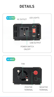 Tianmo 300W onduleur de voiture DC12V 24V 48V entrée à AC100V 110V 220V 230V 240V sortie onduleur à onde sinusoïdale modifiée