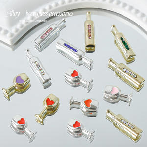Bonito vinho unhas designer garrafa cap prego charme metal 3D decoração rhinestone vinho unhas coloridas - Product Image 4