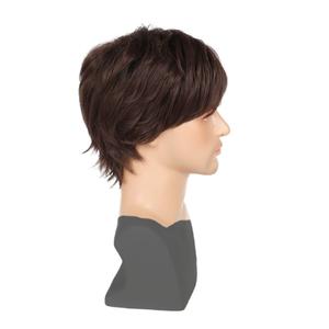วิกผมสังเคราะห์สีน้ำตา<span class=keywords><strong>ล</strong></span><span class=keywords><strong>ทรง</strong></span>หนาสำหรับผู้ชายตะวันตก - <span class=keywords><strong>ผม</strong></span>ตรงสั้นพร้อมหน้าม้ายาว ดูเป็นธรรมชาติ - Product Image 3