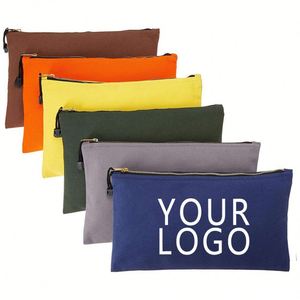 Eco Friendly Blank Organic Cotton <b>Canvas</b> <b>Plain</b> Travel Zipper Makeup Bag Cosmetic With Custom Logo for Ladies - Product Image 1