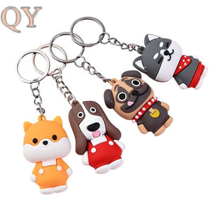 QY Custom Logo PVC Dog Shape Keychain Soft Rubber <b>Key</b> <b>Ring</b> Promotional Business Gift <b>Bag</b> Charm OEM Wholesale Keychain - Product Image 3
