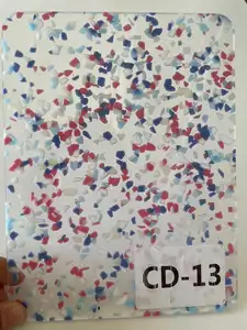 Prezzo all'ingrosso 1/8 fogli acrilici glitter trasparenti in plastica traslucida con motivo colorato per la decorazione regali borse segni