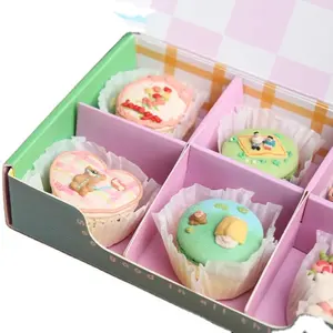 New Design Biodegradable Paper Bakery Packaging Customized Free Samples Food Packaging Pink Donut Boxes Small Cakes Macarons