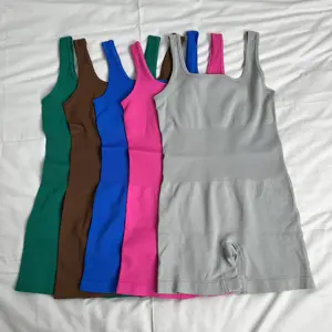 Wholesale Wide Strap Sleeveless Short Woman Sport Elastic Seamless Jumpsuit