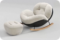 Fauteuil à bascule moderne en bois Eggshell 2026 |   Fauteuil inclinable pour adulte, chaise de détente individuelle pour balcon et salon
