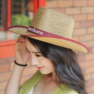 Colorido impreso ala grande trenzado verano sombrero <span class=keywords><strong>de</strong></span> paja cordón Papyrus Panamá sombrero <span class=keywords><strong>de</strong></span> vaquero occidental para hombres pesca viaje Casual - Product Image 3