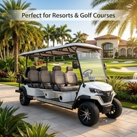 Carrito de Golf Eléctrico de Alta Gama, 100 KM de Autonomía, 8 Plazas, Neumáticos Todoterreno de 14 Pulgadas, Motor Asíncrono de CA de 4.0KW, Batería de Litio