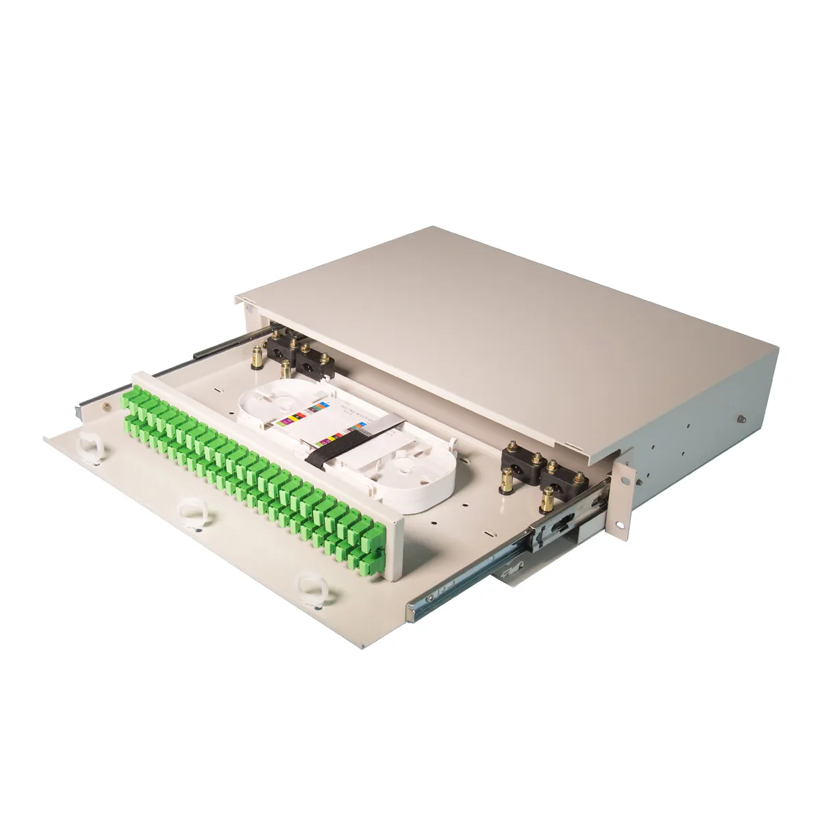 High-density 1U 19' Sliding 96c Fiber Patch Panel SC APC Distribution Terminal Box Rack Mount ODF 24 48 Core ODF