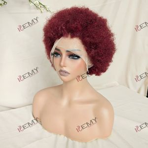 Perruque KEMY HAIR 99J Afro Kinky Curly Brésilienne 100% <span class=keywords><strong>Cheveux</strong></span> Humains Vierges <span class=keywords><strong>Courte</strong></span> <span class=keywords><strong>pour</strong></span> <span class=keywords><strong>Coupe</strong></span> Pixie Dentelle Transparente Noire <span class=keywords><strong>pour</strong></span> Femmes - Product Image 5