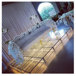 Wedding Decoration Party Dance Floor Stage Square Tempered Glass Stage Platform Led Transparent Plexiglass Beautiful Glass Stage