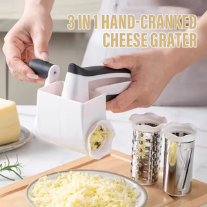 <b>Kitchen</b> <b>Gadgets</b> Manual Cheese Vegetable Shredder Tabletop Drum Grater 3 in 1 Hand Crank Rotary Cheese Grater With Handle - Product Image 2