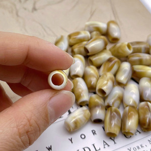 Acrylic Two Tone Imitation Seashell Oval Barrel <b>Beads</b> Large Hole For Jewelry Making 78 Pieces - Product Image 2