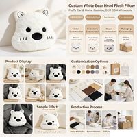 Coussin de voiture en peluche ours blanc mignon en gros, compagnon réconfortant, coussin tête d'ours doux et moelleux pour siège de voiture et décoration intérieure
