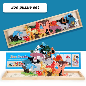 Grandi Blocchi di Legno a Forma di Animali, Giochi Sensoriali Montessori per Bambini, Abbinamento Forme, Giochi di Equilibrio e Impilamento, Puzzle Educativo per lo Sviluppo del Pensiero - Product Image 6