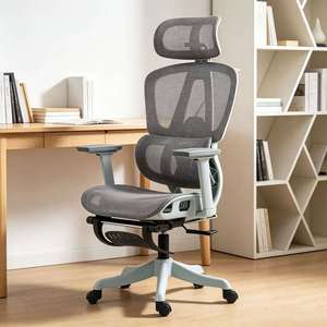 Silla de Oficina Gris de Alta Gama con Reposacabezas y Respaldo Ajustables, Silla de Malla de Diseño Moderno con Base de Metal, Venta al Por Mayor - Product Image 2