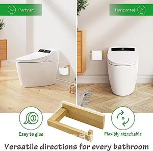 <span class=keywords><strong>Porta</strong></span> carta igienica autoadesiva in bambù moderno e portasciugamani da bagno per la casa o l'ufficio - Product Image 5