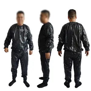 Traje deportivo de PVC para gimnasio de fábrica, sudoración de plástico para boxeo, trotar, correr, construcción de forma corporal