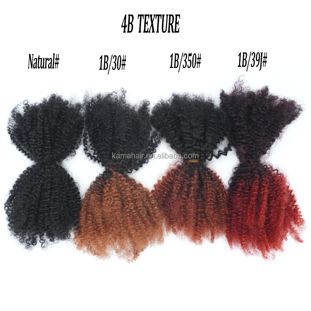 KAMA Wholesale 4A 4B 4C Kinky Curl Mixed Human and Synthetic Hair Bulk Bundle for Braiding and Twisting Detail Section 2