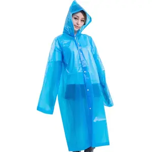 Custom Logo EVA Plastic Adults Raincoat With Hoods And Sleeves Women Men Poncho