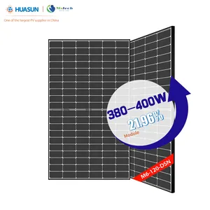 HUASUN solarmodul Mono fotovoltaik 380w, 385w 390w 395 W 400 watt kaca ganda 166mm 120 sel setengah Panel surya modul Pv Hjt