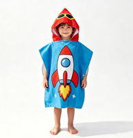 Custom Children's Hoodie Beach Towel Poncho Quick Dry Soft High Absorbent Eco-Friendly Animal Print Children's Hooded Towel