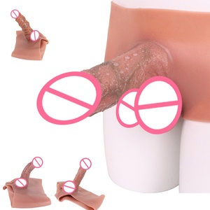 SXXY 4 Styles Large Hollow <b>Dildo</b> Pants Silicone Penis Sleeve for Men Cock Extender Enlargement Reusable Delay Ejaculation Pants - Product Image 1