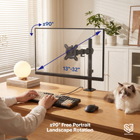 Großhandel 360-Grad-Drehung °   Einzelner Monitorarm für Schreibtischmontage für 13"-32" Bildschirme, höhenverstellbarer Monitorständer mit C-Klemme & Kabeldurchführung
