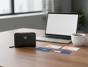 Porta Carte di Credito a Fisarmonica da Uomo con Bottone Singolo, 4 Pollici, in Pelle PU, per Biglietti da Visita - Product Image 2