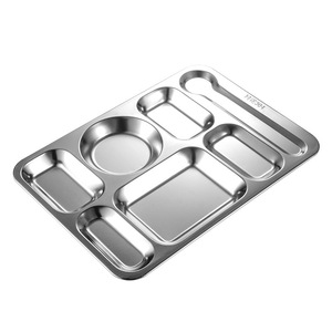 304 Stainless Steel Divided Tray Five Compartment Rectangular Lunch Box For Children Adults Canteen Use - Product Image 3
