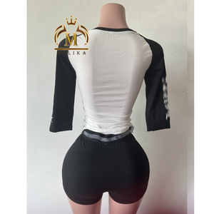 New Trendy Women's Designer Letter Print Cotton Shirt and <strong>Trousers</strong> Two Piece <strong>Shorts</strong> Sets Designer 2 Piece Set Women's Clothing - Product Image 3