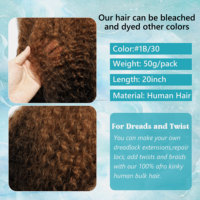 Anna Livraison rapide Cheveux humains en vrac 100% Afro Kinky à forte texture et doux pour tresses, extensions capillaires pour dreadlocks et twists