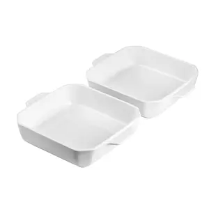 Plat de cuisson carré Plat profond en porcelaine pour four Poêles de cuisson en céramique