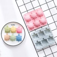 Moule à gâteau en silicone antiadhésif 6 cavités tortue, qualité alimentaire, réutilisable, mignon, magnétique, pour chocolat, bonbons et glaçons DIY