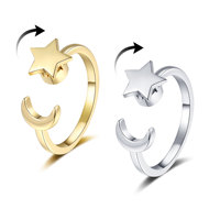 Bague anti-stress rotative et ajustable en zircon plaqué argent, personnalisable et polyvalente, la plus vendue