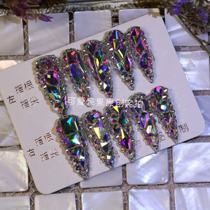 Pretty Shiny Glitter Material ABS Decoraciones hechas a mano Prensa en <span class=keywords><strong>uñas</strong></span> con varios colores - Product Image 4