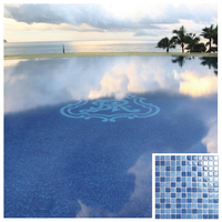 Mosaïque en céramique de porcelaine émaillée moderne bleu océan classique pour les carreaux de bordure de sol de piscine, mosaïques de piscine