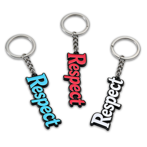 Porte-clés personnalisé avec texte à une seule ligne, revêtement émaillé multicolore, bords entièrement arrondis et débavurés, anneau porte-clés épais à ressort fendu - Product Image 1